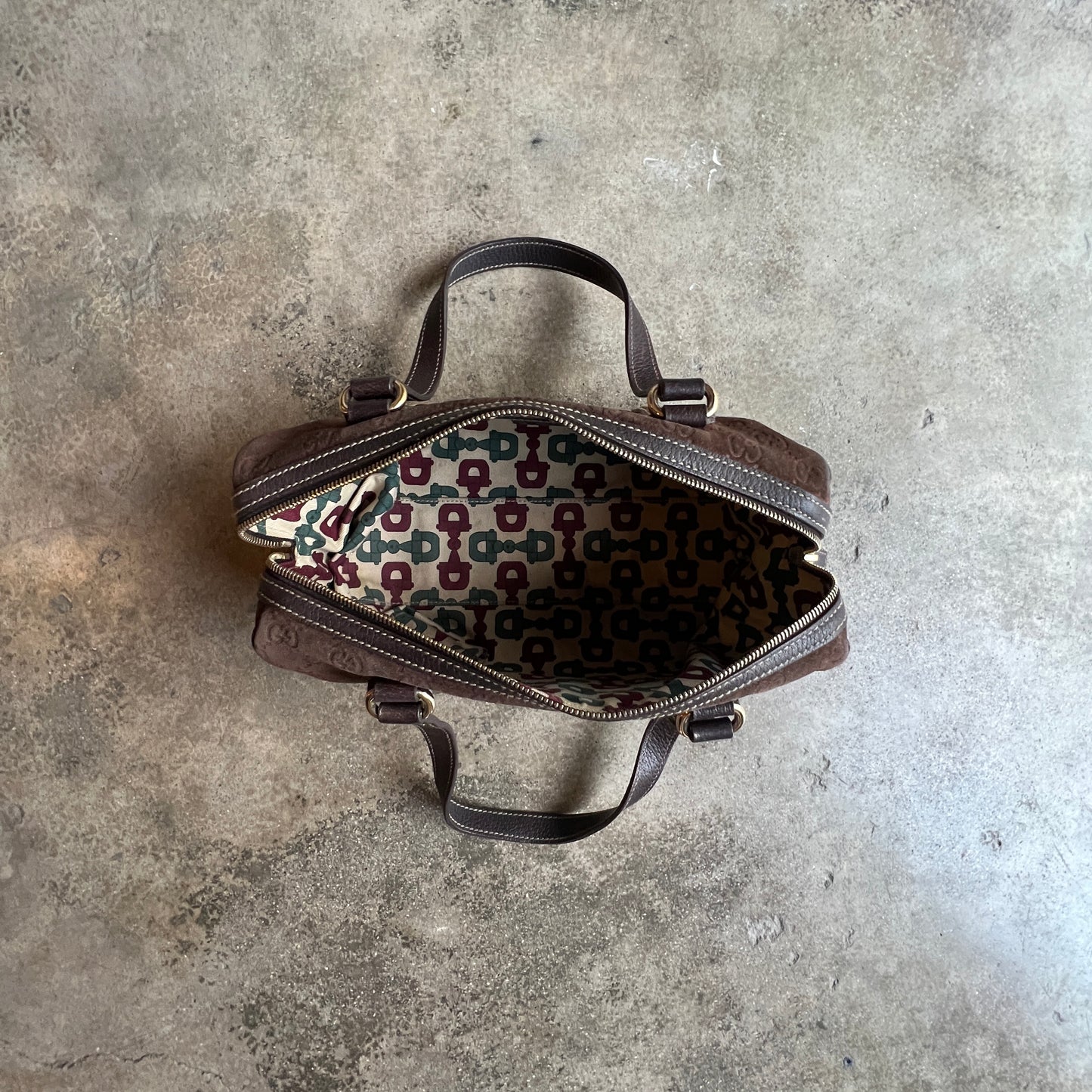 Gucci Boston Leather GG pattern Handbag