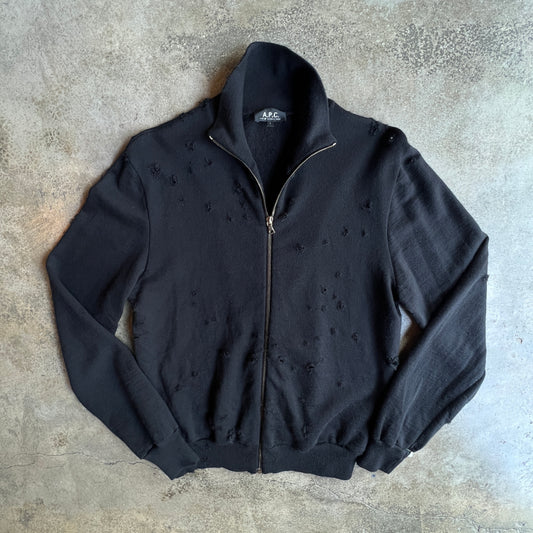 A.P.C Distressed Zip Sweater