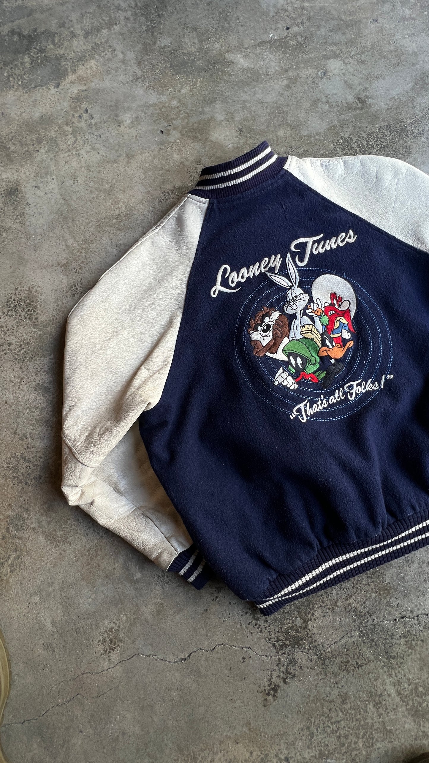 Vtg Looney Tunes Varsity Leather Jacket