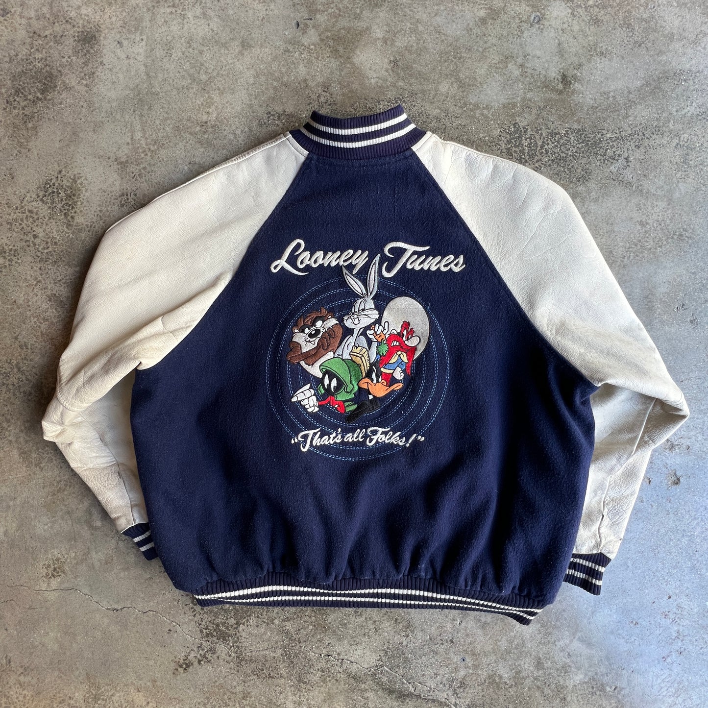 Vtg Looney Tunes Varsity Leather Jacket