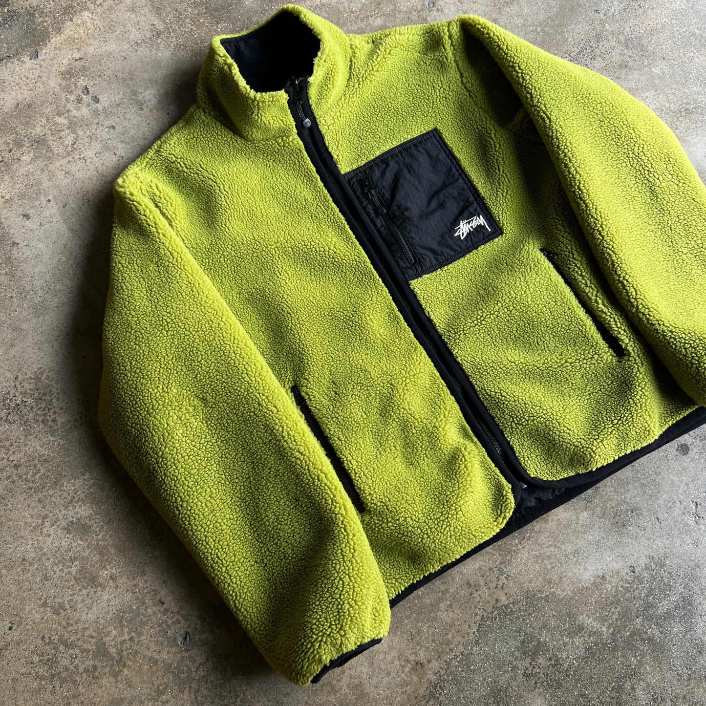 Stussy Sherpa Reversible Jacket (Moss Green)
