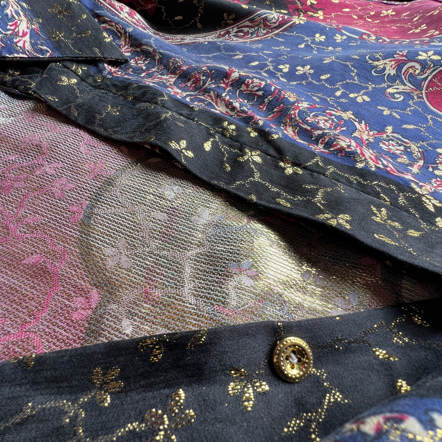 Vtg Satin Othodox Theotokos Virgin Button Down