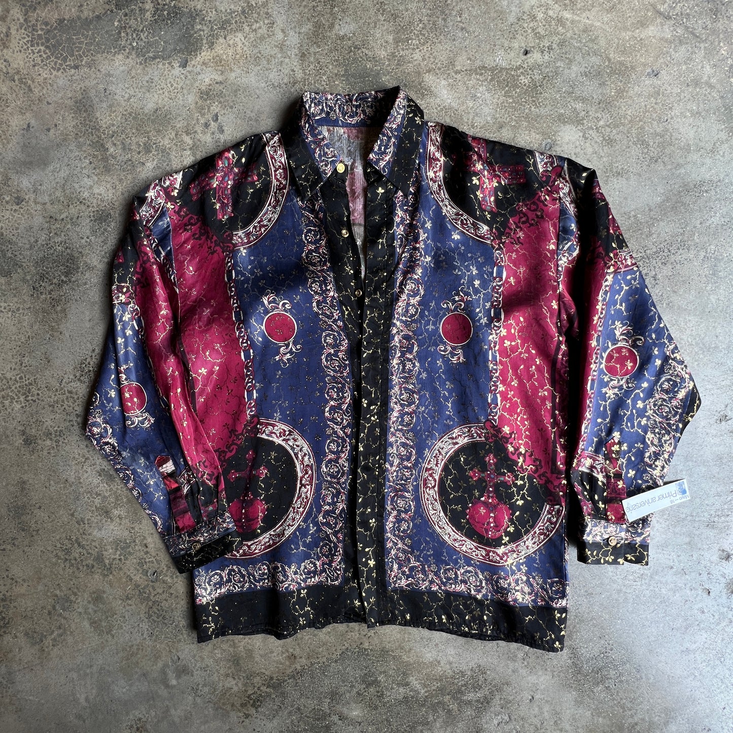 Vtg Satin Othodox Theotokos Virgin Button Down