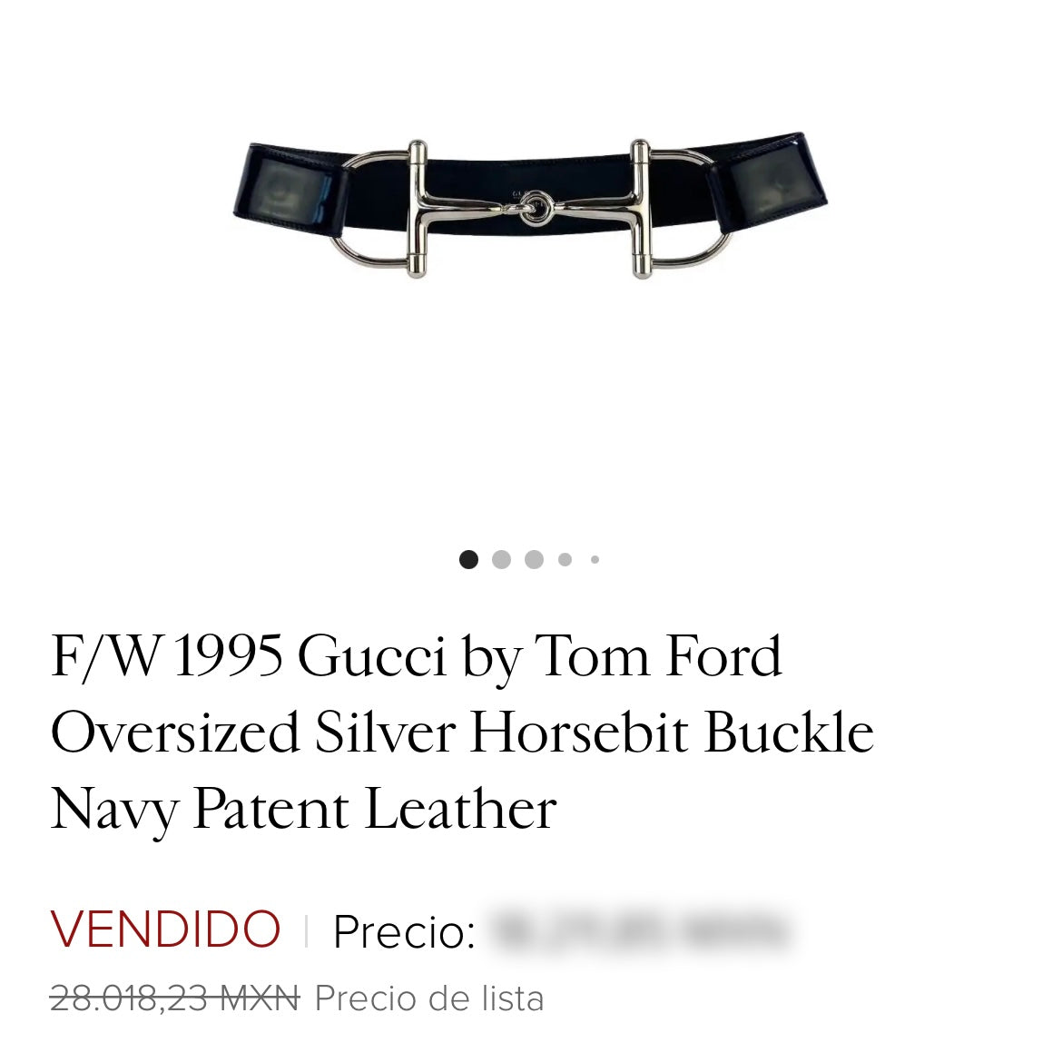 FW1995 by Tom Ford Oversized Silver Horsebit Leather Belt