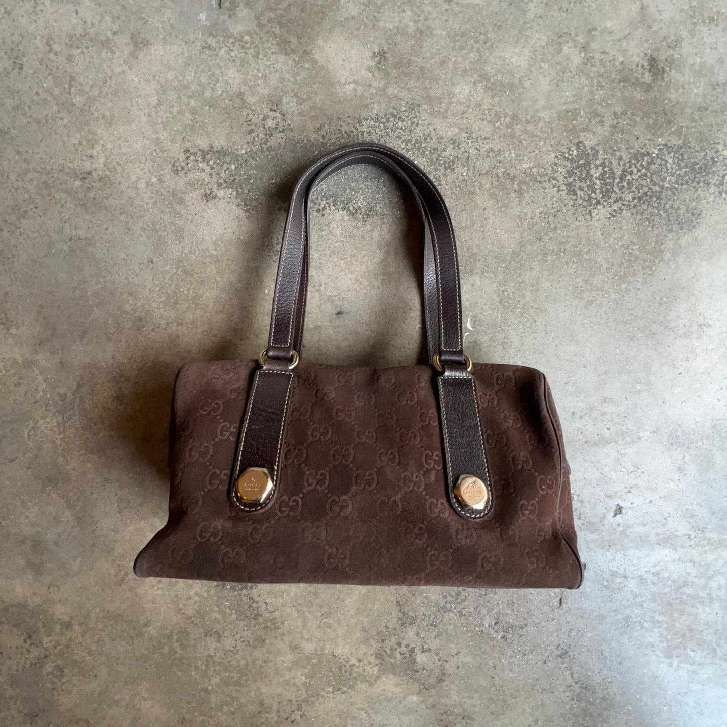 Gucci Boston Leather GG pattern Handbag