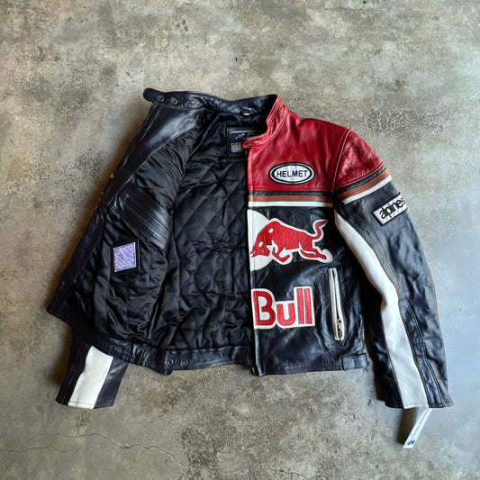 Vtg 100% Leather Red Bull Racing Jacket