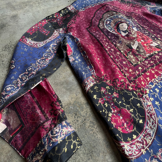 Vtg Satin Othodox Theotokos Virgin Button Down