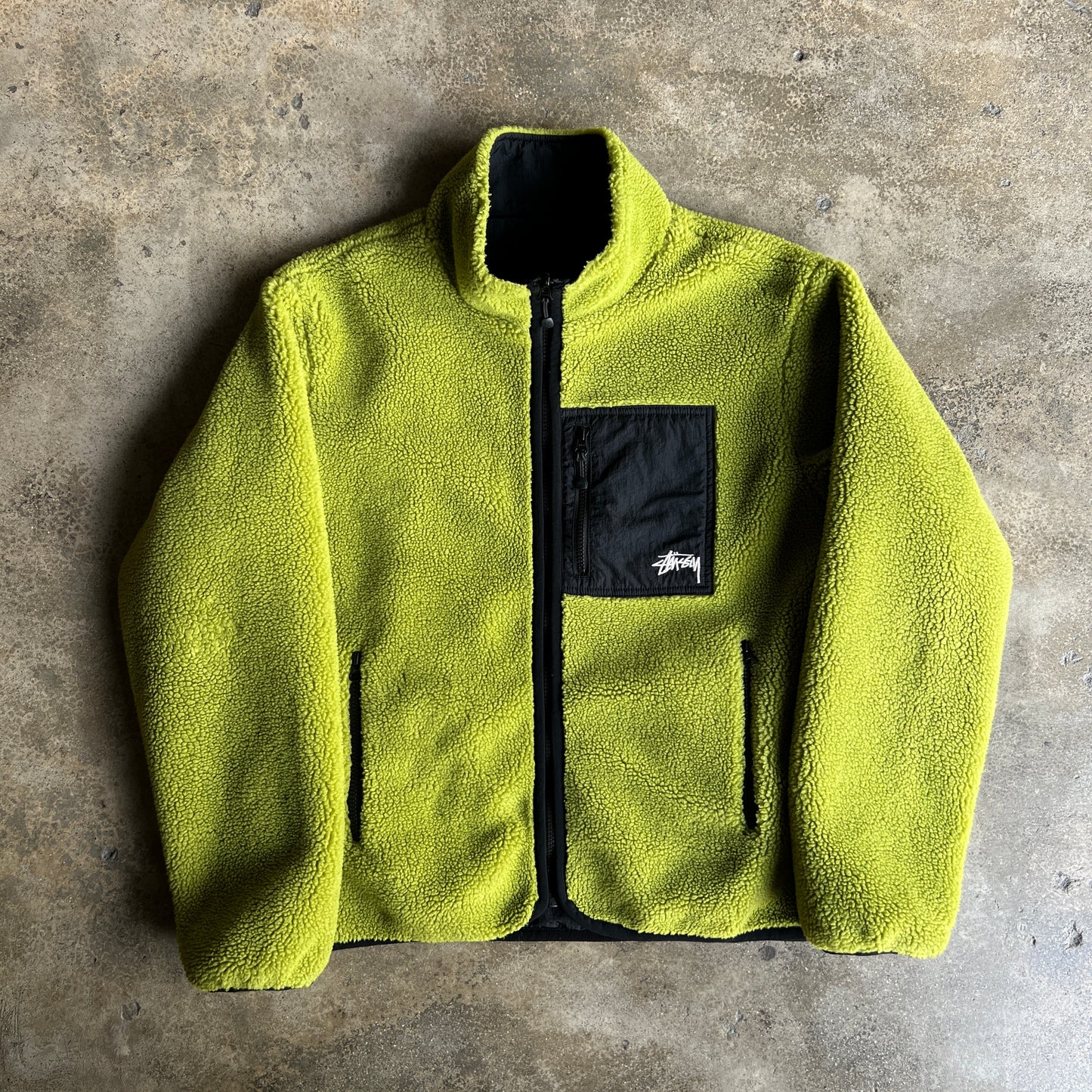 Stussy Sherpa Reversible Jacket (Moss Green)