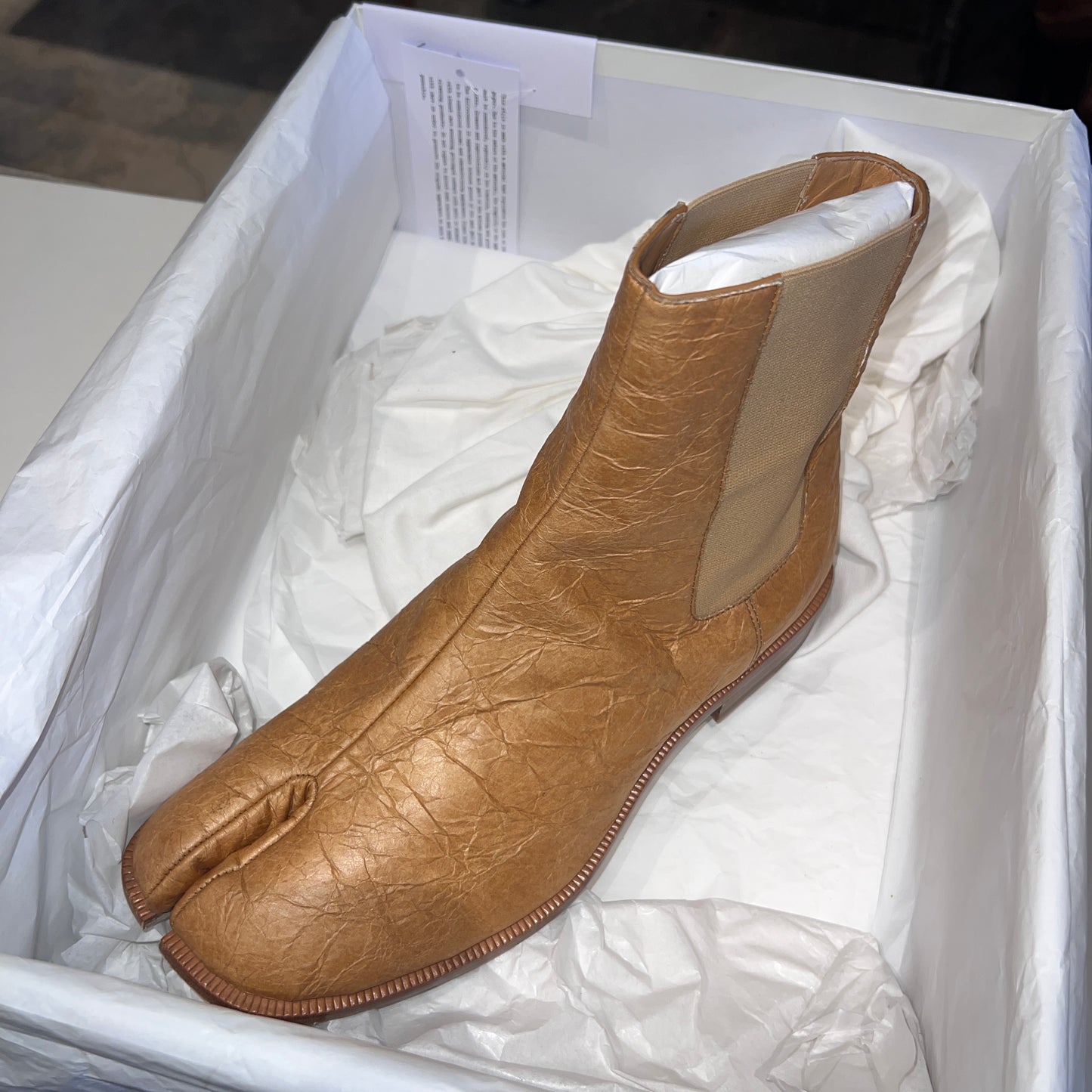 Paper Leather Tabi Boots