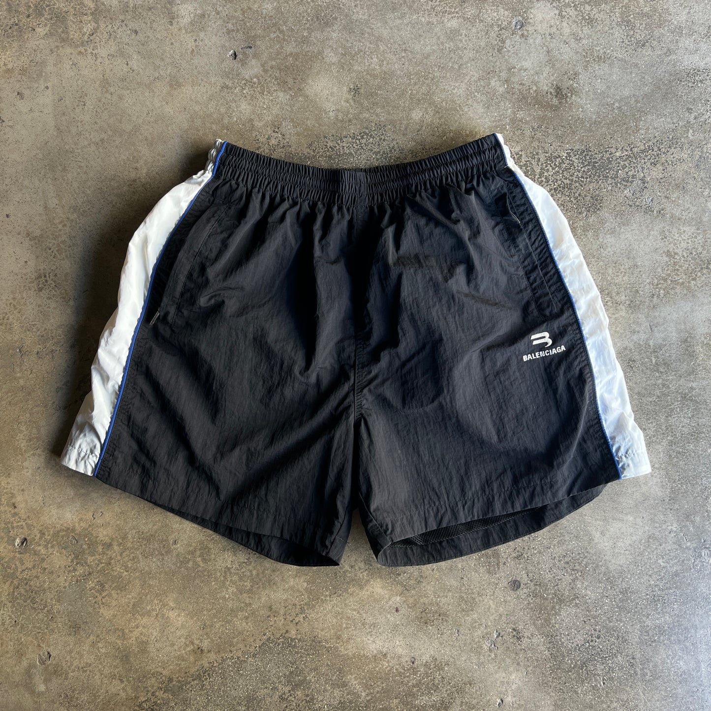 Balenciaga White Stripe Swim Shorts