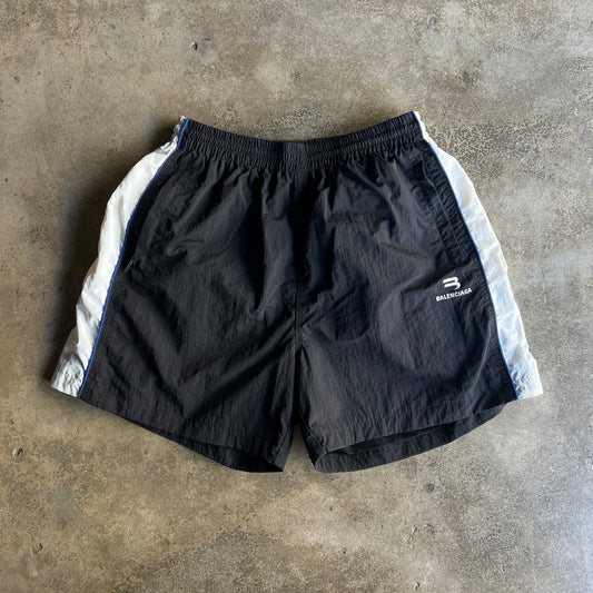 Balenciaga White Stripe Swim Shorts