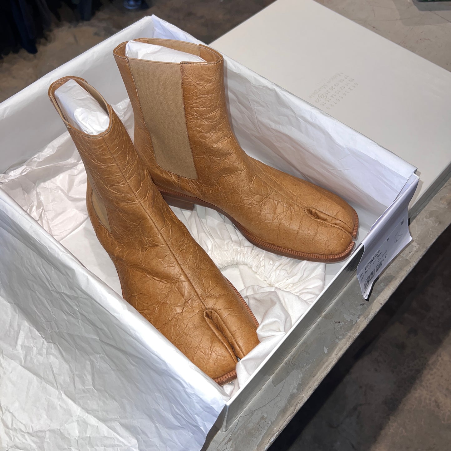 Paper Leather Tabi Boots