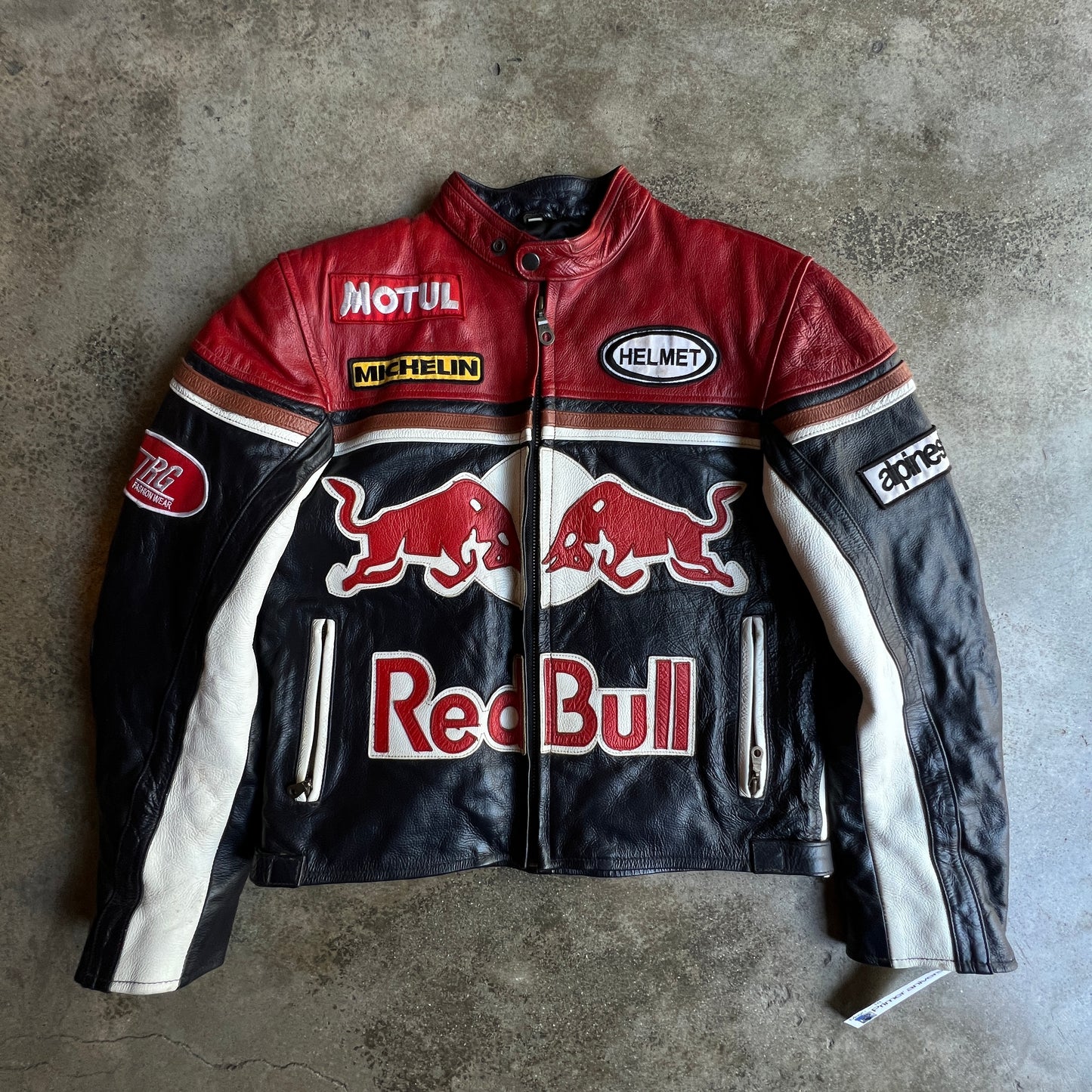 Vtg 100% Leather Red Bull Racing Jacket