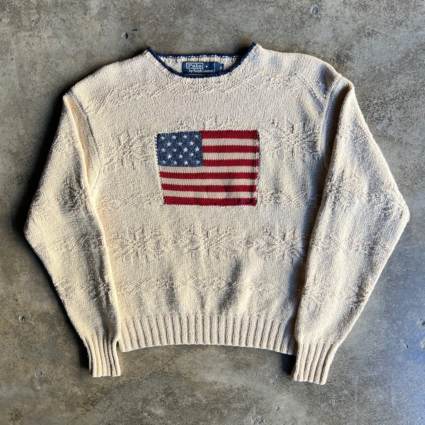 Rare Hand Knitted Flag Sweater S