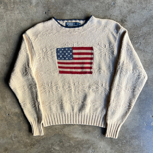 Rare Hand Knitted Flag Sweater S