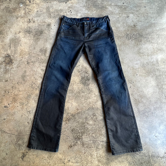 Waxed Flared Denim Jea s